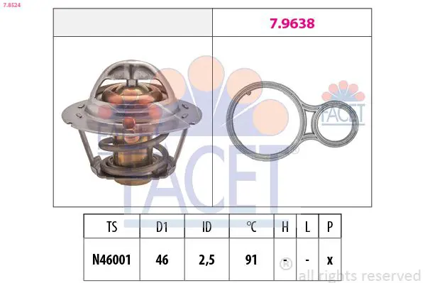 Handler.Part Thermostat, coolant FACET 78524 1