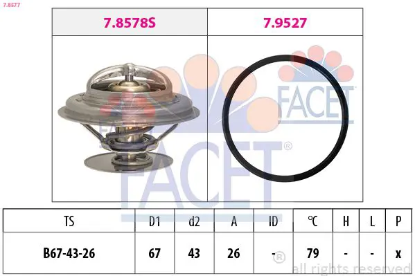 Handler.Part Thermostat, coolant FACET 78577 1