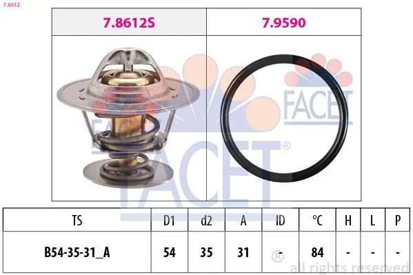 Handler.Part Thermostat, coolant FACET 78612 1