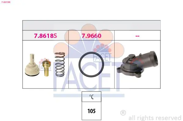 Handler.Part Thermostat, coolant FACET 78619K 1