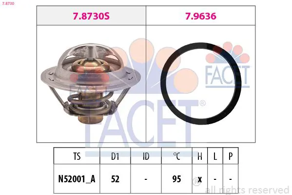 Handler.Part Thermostat, coolant FACET 78730 1