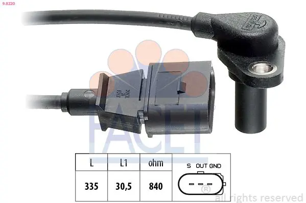 Handler.Part Rpm sensor, automatic transmission FACET 90220 1