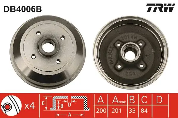 Handler.Part Brake drum TRW DB4006B 1