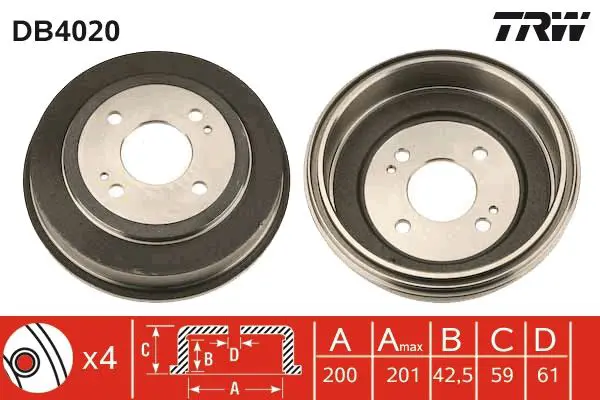 Handler.Part Brake drum TRW DB4020 1