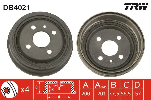 Handler.Part Brake drum TRW DB4021 1