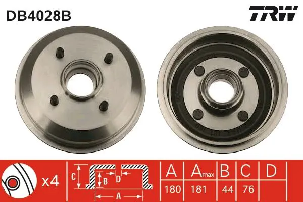 Handler.Part Brake drum TRW DB4028B 1