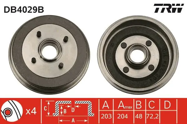 Handler.Part Brake drum TRW DB4029B 1