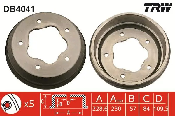 Handler.Part Brake drum TRW DB4041 1