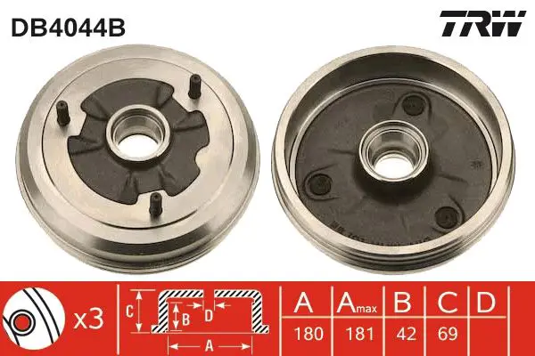 Handler.Part Brake drum TRW DB4044B 1