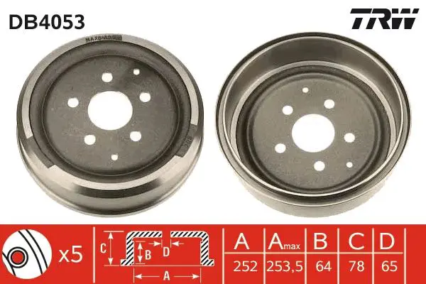 Handler.Part Brake drum TRW DB4053 1