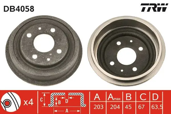 Handler.Part Brake drum TRW DB4058 1