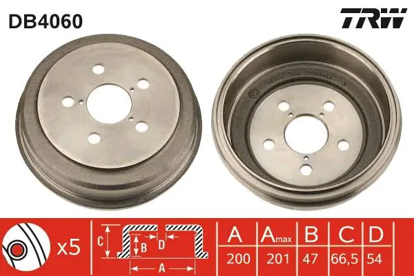 Handler.Part Brake drum TRW DB4060 1