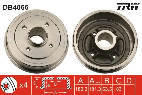 Handler.Part Brake drum TRW DB4066 1