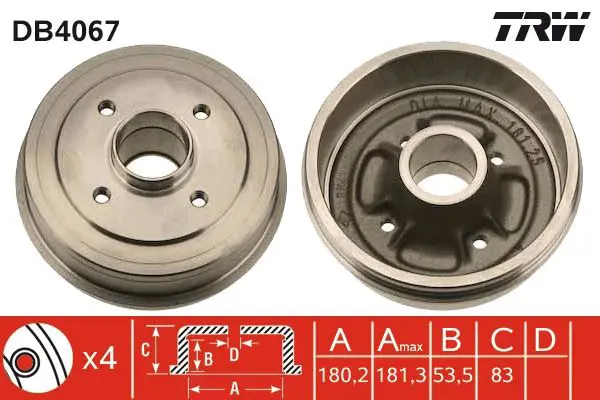 Handler.Part Brake drum TRW DB4067 1