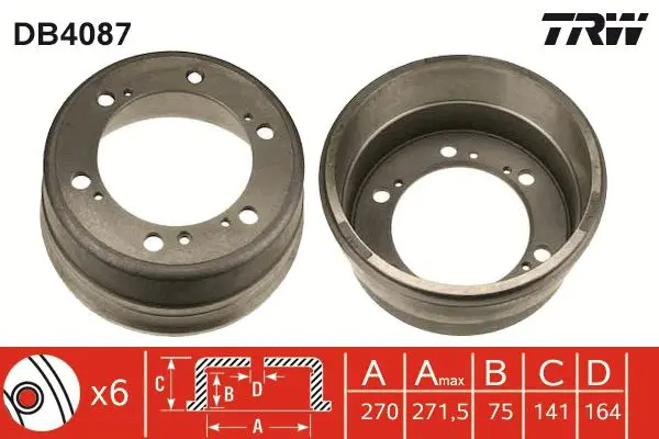 Handler.Part Brake drum TRW DB4087 1