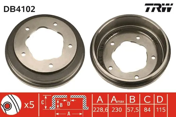 Handler.Part Brake drum TRW DB4102 1