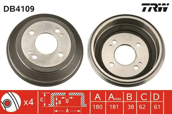 Handler.Part Brake drum TRW DB4109 1