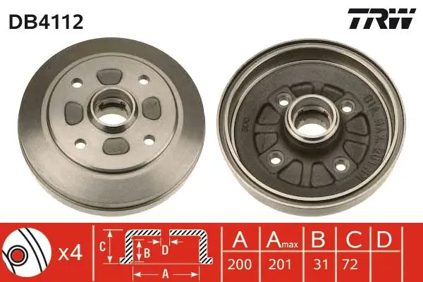 Handler.Part Brake drum TRW DB4112 1