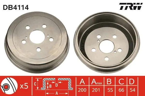 Handler.Part Brake drum TRW DB4114 1