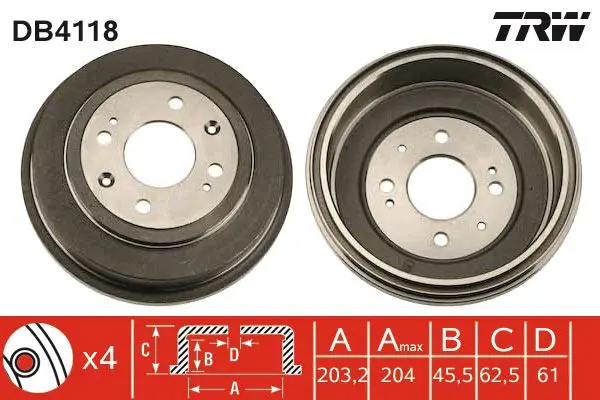 Handler.Part Brake drum TRW DB4118 1