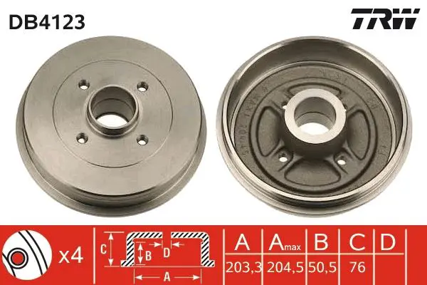 Handler.Part Brake drum TRW DB4123 1