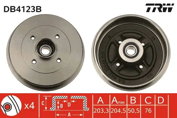 Handler.Part Brake drum TRW DB4123B 1