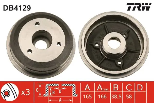 Handler.Part Brake drum TRW DB4129 1