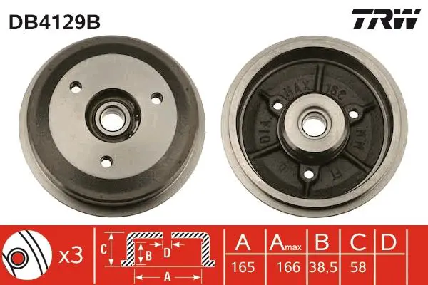 Handler.Part Brake drum TRW DB4129B 1