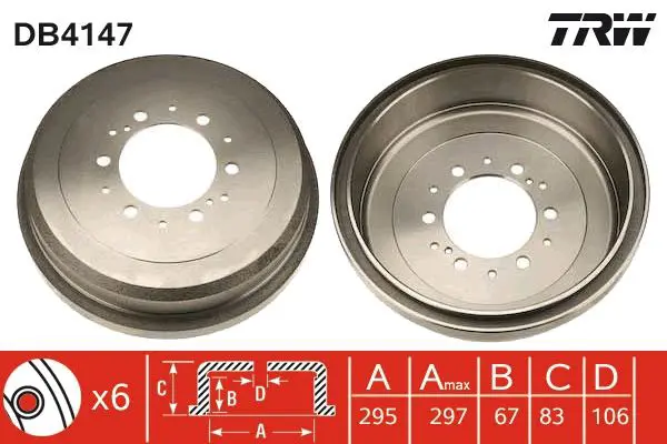 Handler.Part Brake drum TRW DB4147 1