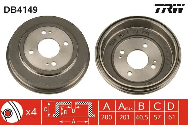 Handler.Part Brake drum TRW DB4149 1