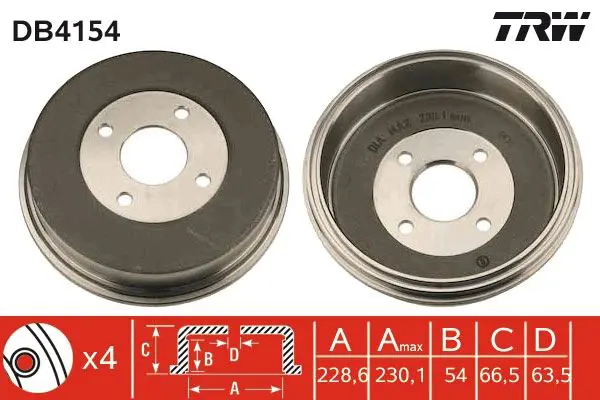 Handler.Part Brake drum TRW DB4154 1