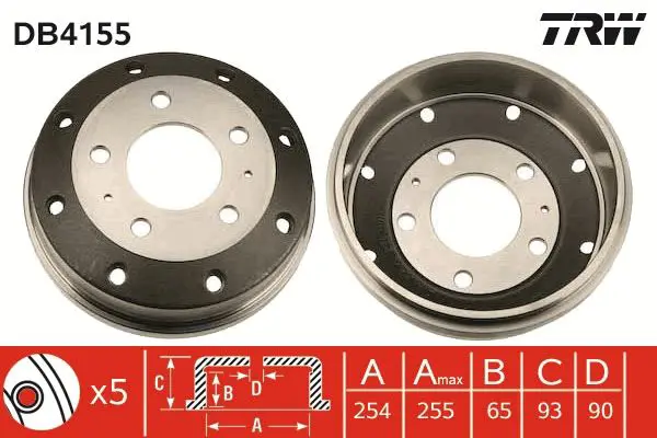 Handler.Part Brake drum TRW DB4155 1