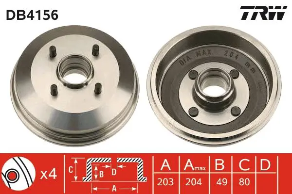 Handler.Part Brake drum TRW DB4156 1