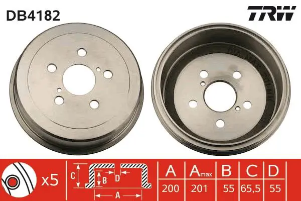 Handler.Part Brake drum TRW DB4182 1