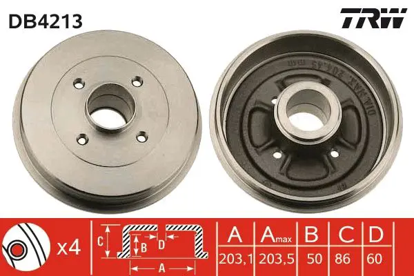 Handler.Part Brake drum TRW DB4213 1