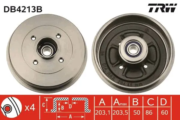 Handler.Part Brake drum TRW DB4213B 1