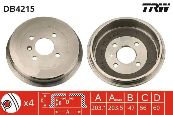 Handler.Part Brake drum TRW DB4215 1