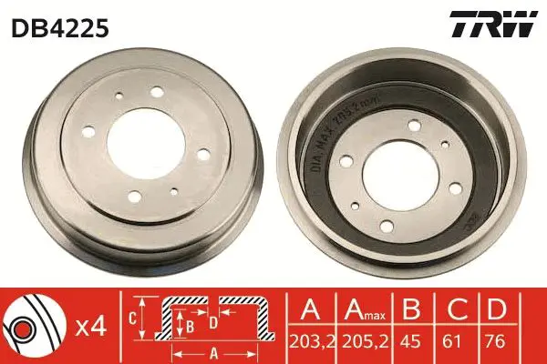 Handler.Part Brake drum TRW DB4225 1