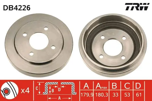 Handler.Part Brake drum TRW DB4226 1