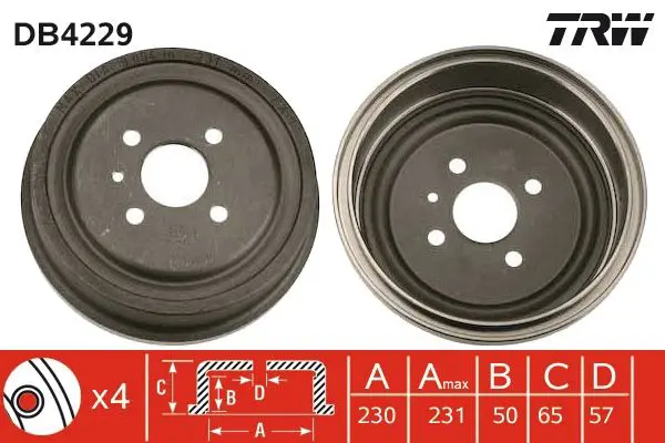 Handler.Part Brake drum TRW DB4229 1