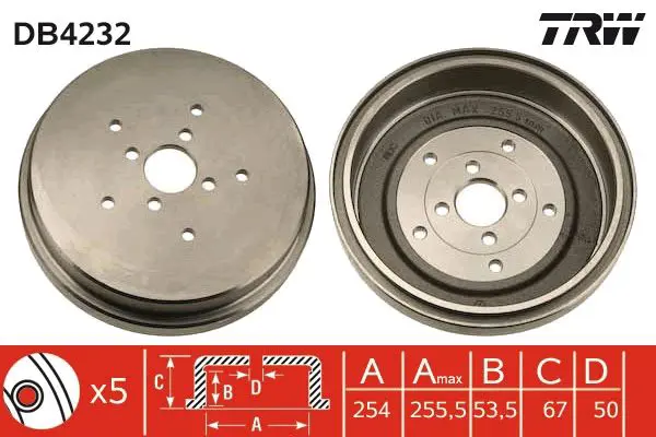 Handler.Part Brake drum TRW DB4232 1