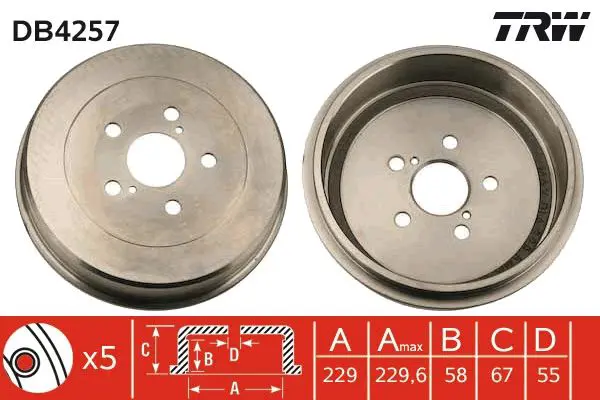 Handler.Part Brake drum TRW DB4257 1