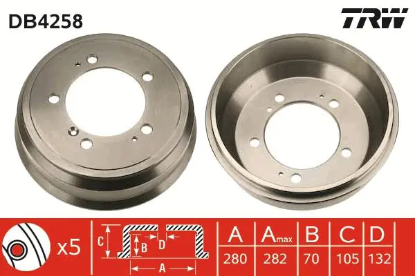 Handler.Part Brake drum TRW DB4258 1