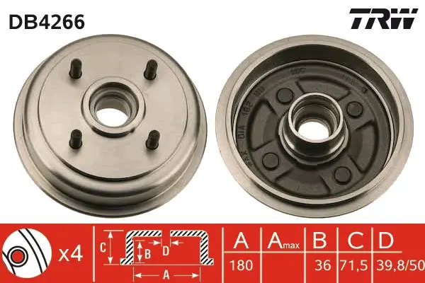 Handler.Part Brake drum TRW DB4266 1