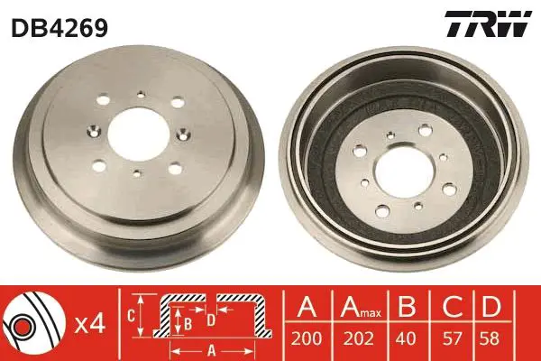 Handler.Part Brake drum TRW DB4269 1