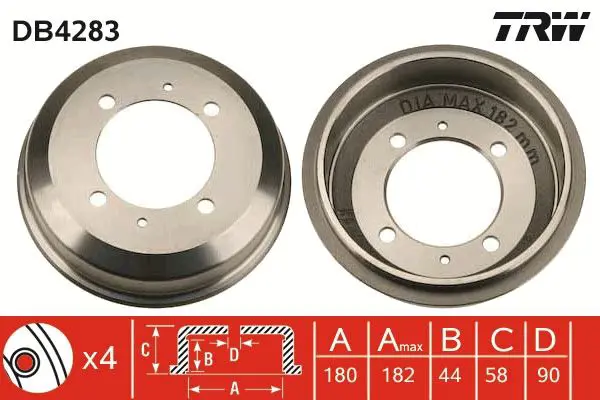 Handler.Part Brake drum TRW DB4283 1