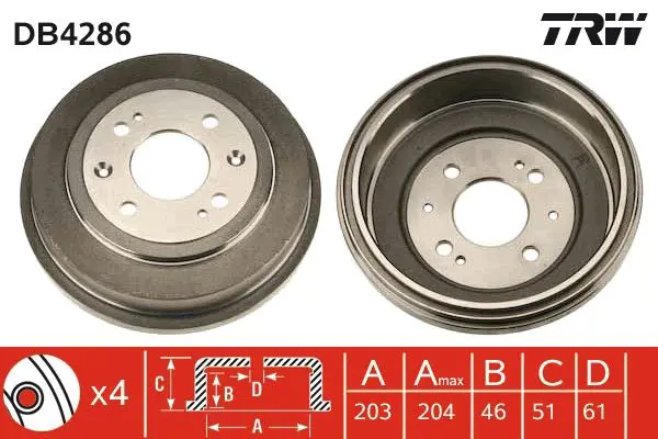 Handler.Part Brake drum TRW DB4286 1