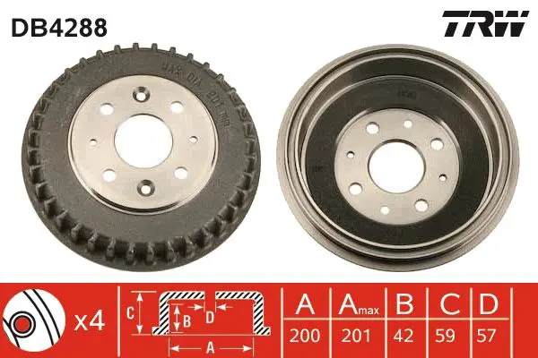 Handler.Part Brake drum TRW DB4288 1