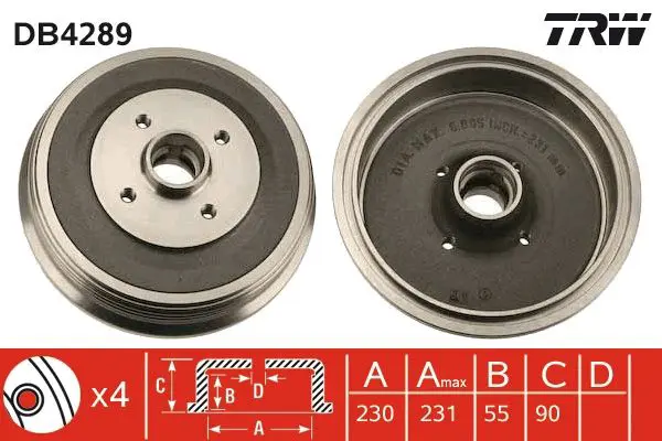 Handler.Part Brake drum TRW DB4289 1