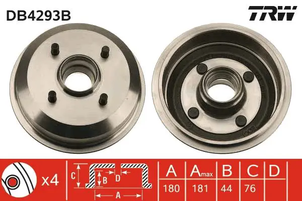 Handler.Part Brake drum TRW DB4293B 1